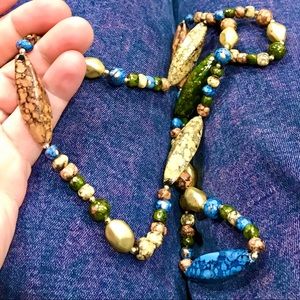 Painted wood bead 15’ necklace